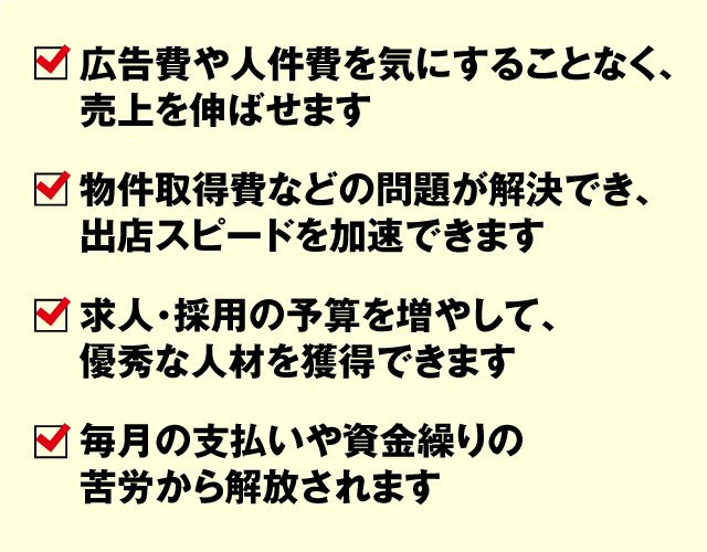 広告費や人件費を気にすることなく、売上を伸ばせます・・・